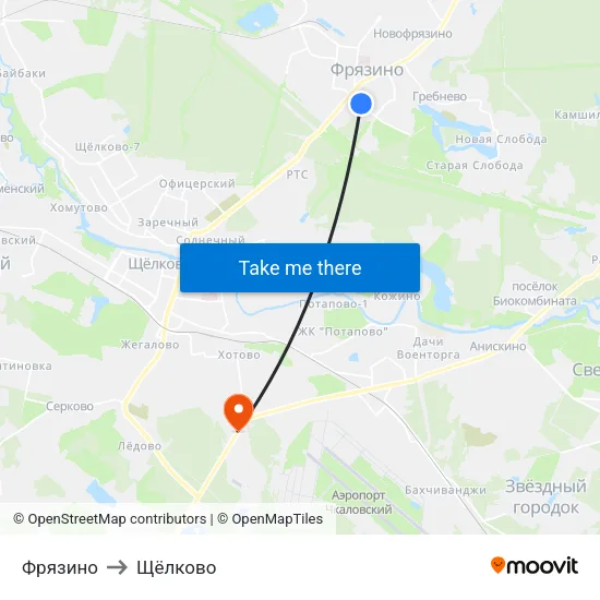 Фрязино to Щёлково map