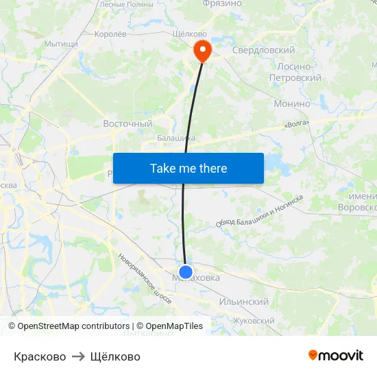 Красково to Щёлково map