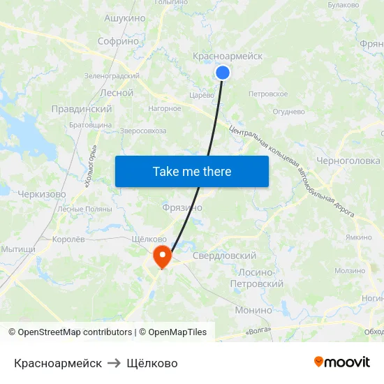 Красноармейск to Щёлково map