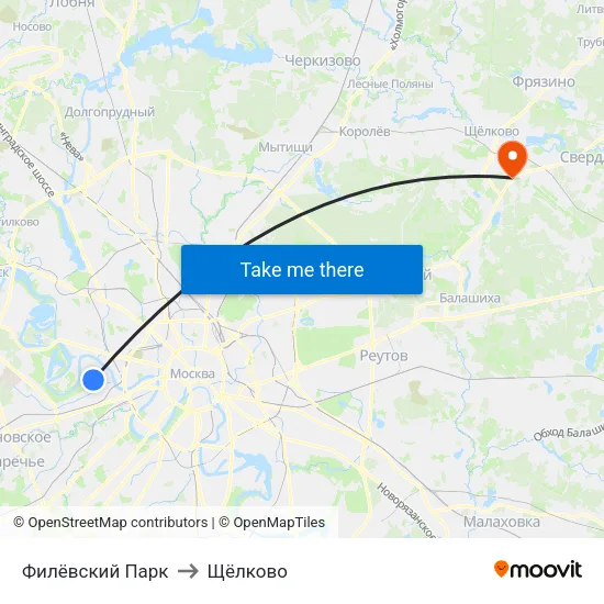 Филёвский Парк to Щёлково map