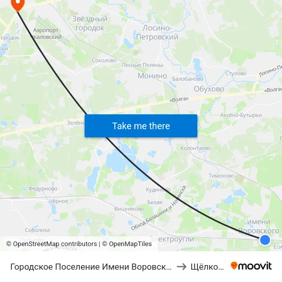 Городское Поселение Имени Воровского to Щёлково map