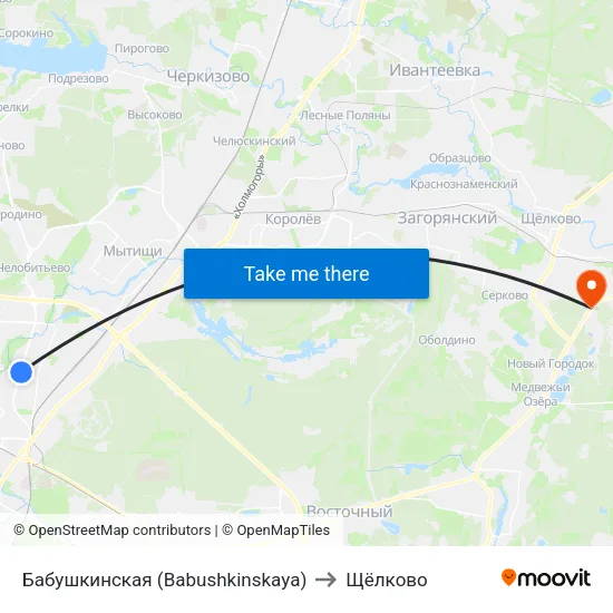 Бабушкинская (Babushkinskaya) to Щёлково map