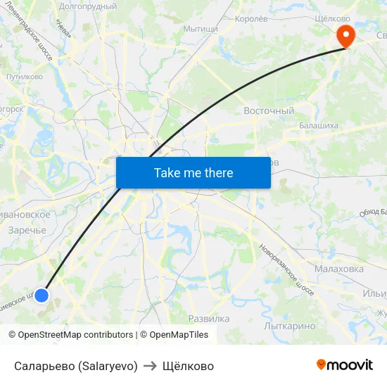 Саларьево (Salaryevo) to Щёлково map