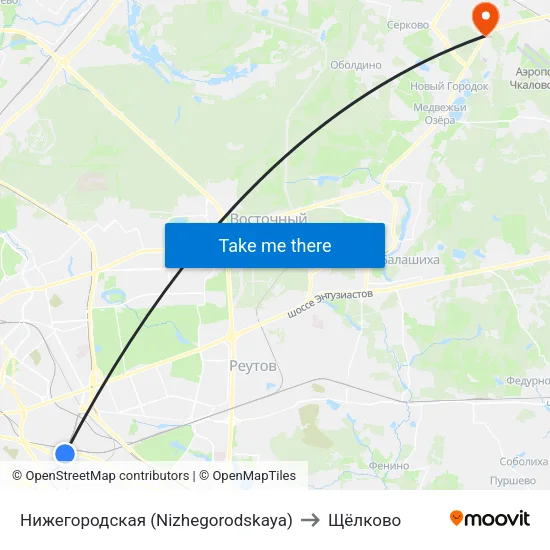 Нижегородская (Nizhegorodskaya) to Щёлково map