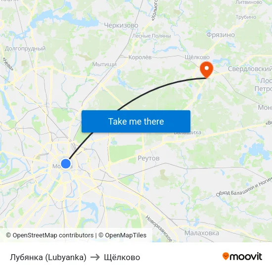 Лубянка (Lubyanka) to Щёлково map