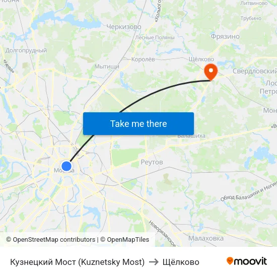 Кузнецкий Мост (Kuznetsky Most) to Щёлково map