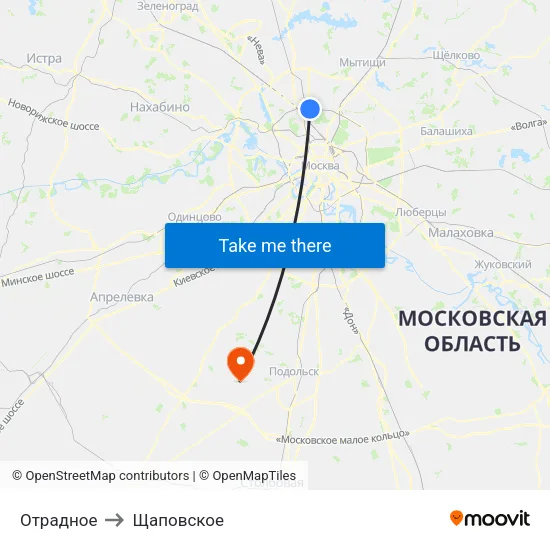 Отрадное to Щаповское map