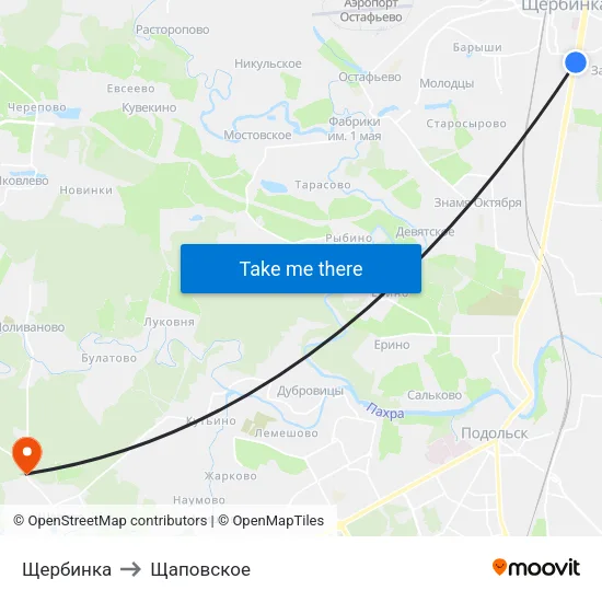 Щербинка to Щаповское map