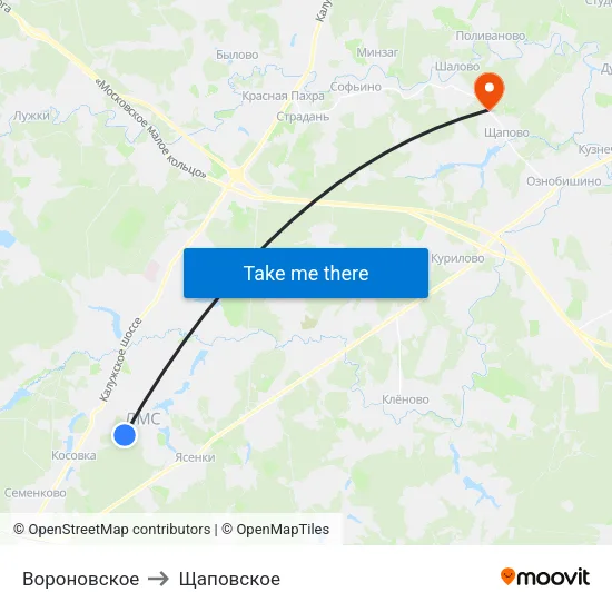 Вороновское to Щаповское map