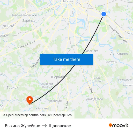 Выхино-Жулебино to Щаповское map