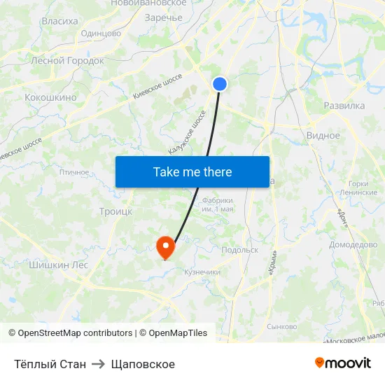 Тёплый Стан to Щаповское map
