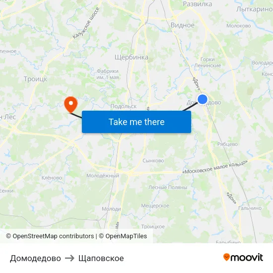 Домодедово to Щаповское map