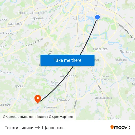 Текстильщики to Щаповское map