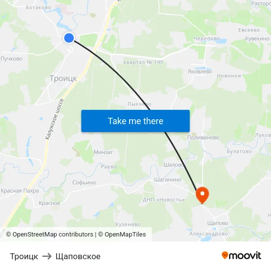 Троицк to Щаповское map