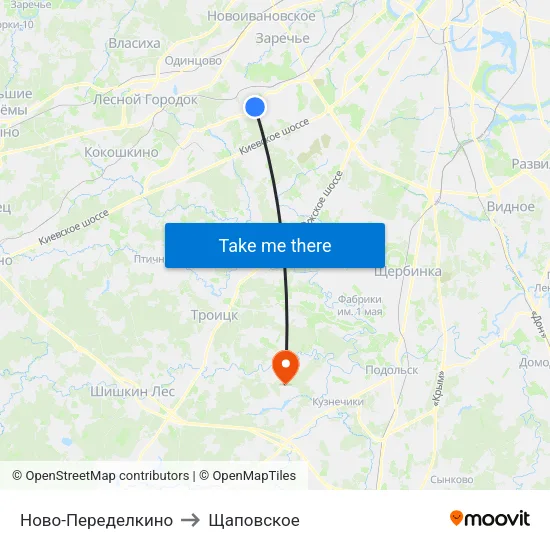 Ново-Переделкино to Щаповское map