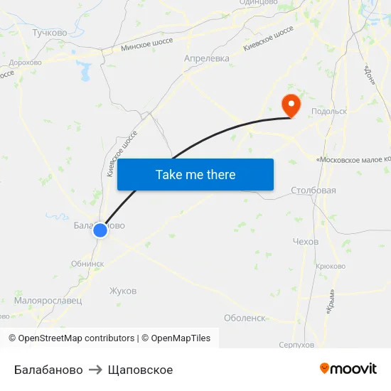 Балабаново to Щаповское map