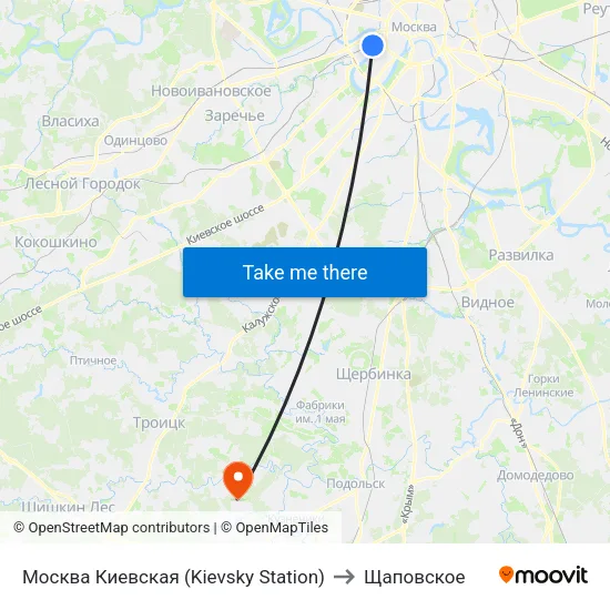 Москва Киевская (Kievsky Station) to Щаповское map