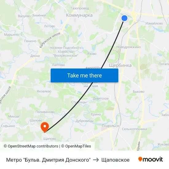 Метро "Бульв. Дмитрия Донского" to Щаповское map