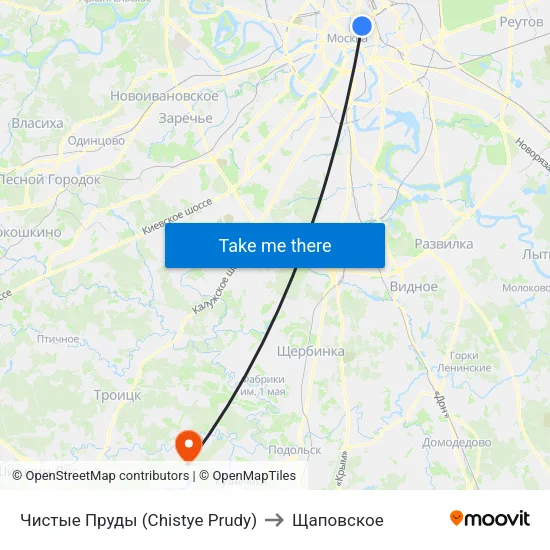 Чистые Пруды (Chistye Prudy) to Щаповское map