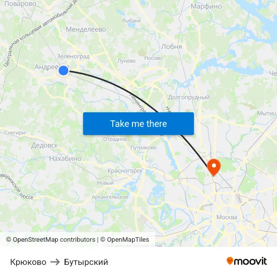 Крюково to Бутырский map
