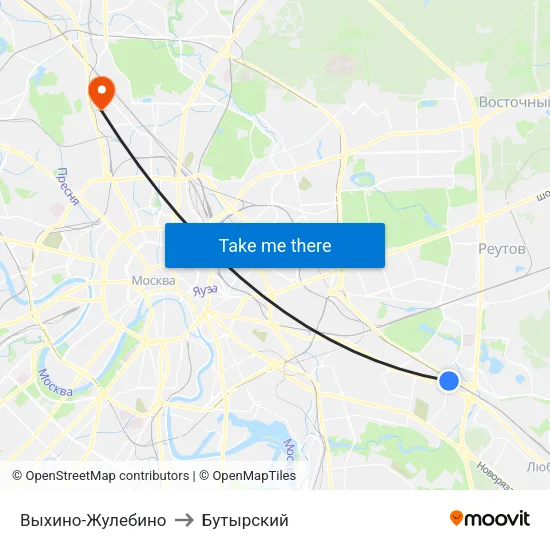 Выхино-Жулебино to Бутырский map