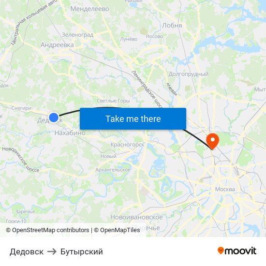 Дедовск to Бутырский map