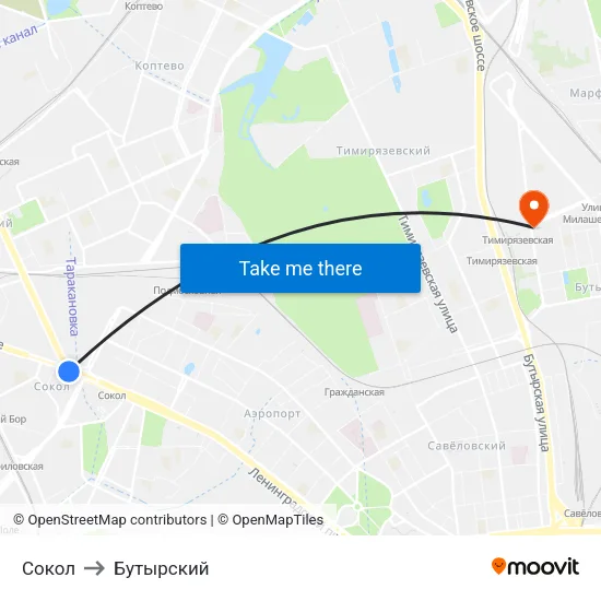 Сокол to Бутырский map