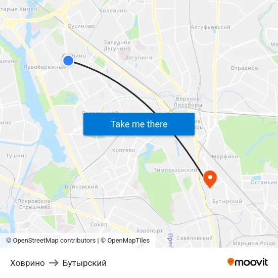 Ховрино to Бутырский map
