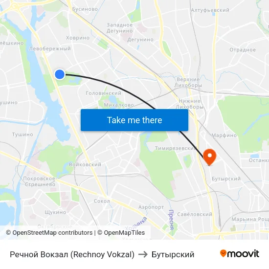 Речной Вокзал (Rechnoy Vokzal) to Бутырский map