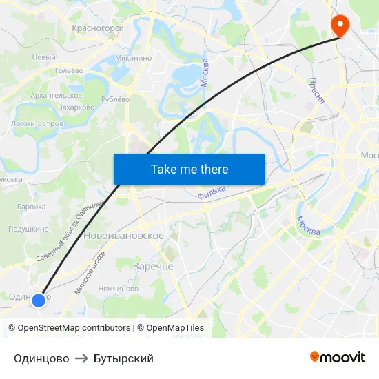 Одинцово to Бутырский map