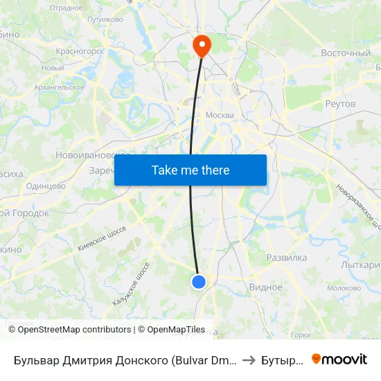 Бульвар Дмитрия Донского (Bulvar Dmitriya Donskogo) to Бутырский map