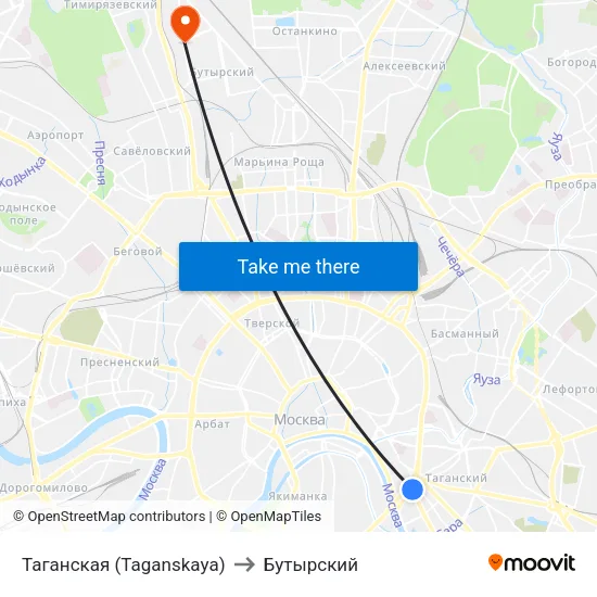 Таганская (Taganskaya) to Бутырский map