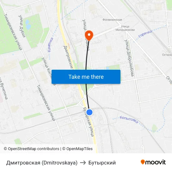 Дмитровская (Dmitrovskaya) to Бутырский map