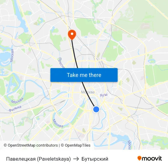 Павелецкая (Paveletskaya) to Бутырский map