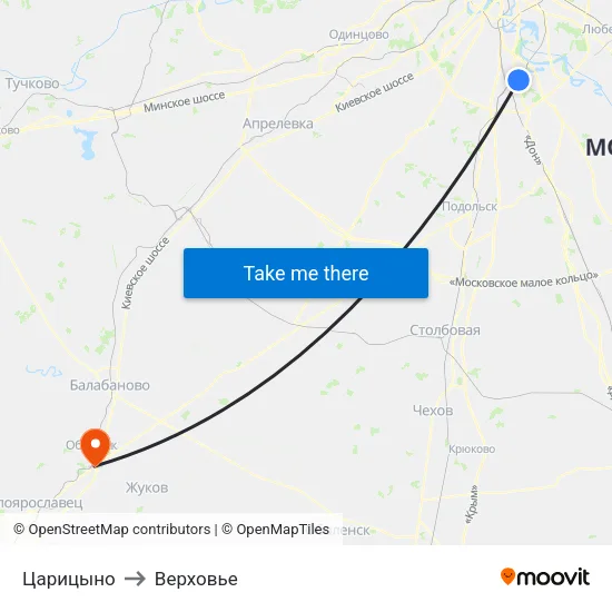 Царицыно to Верховье map