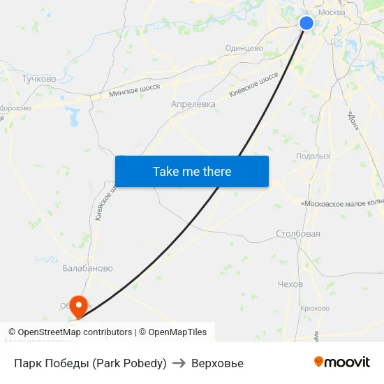 Парк Победы (Park Pobedy) to Верховье map