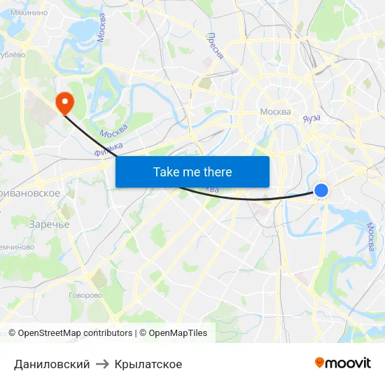 Даниловский to Крылатское map