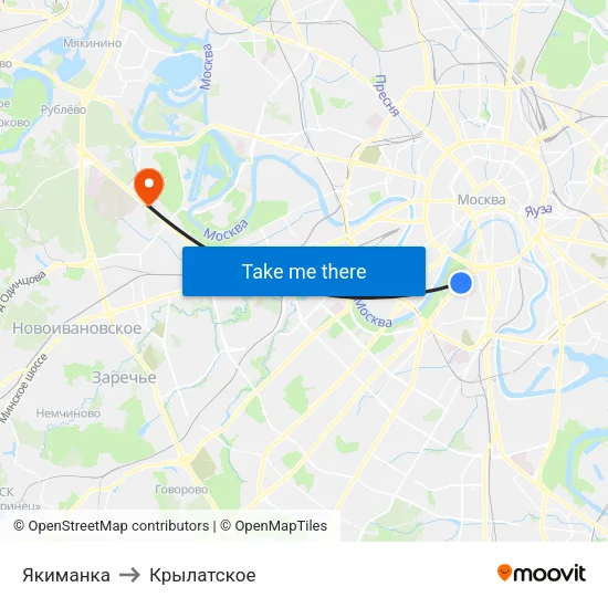 Якиманка to Крылатское map