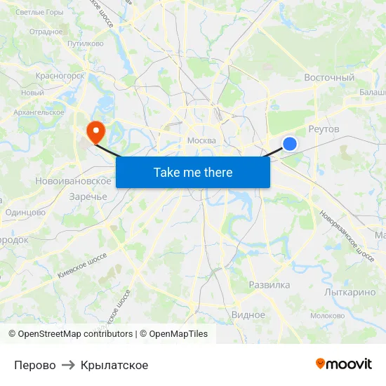 Перово to Крылатское map