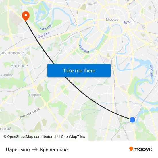 Царицыно to Крылатское map