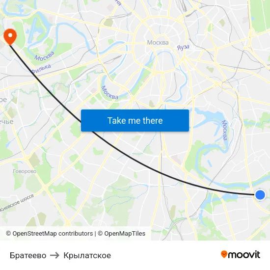 Братеево to Крылатское map