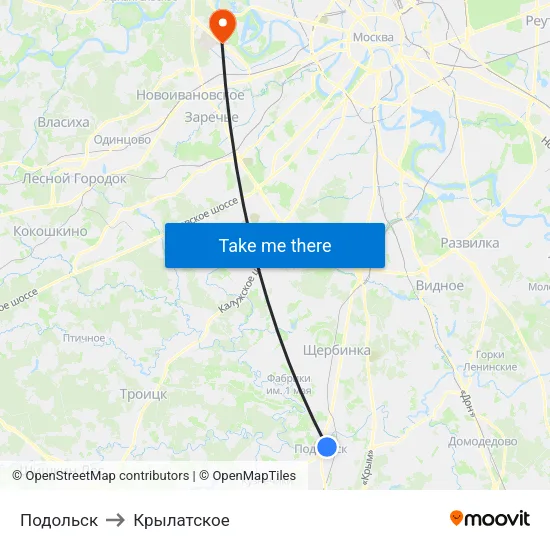 Подольск to Крылатское map