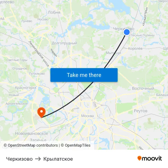Черкизово to Крылатское map