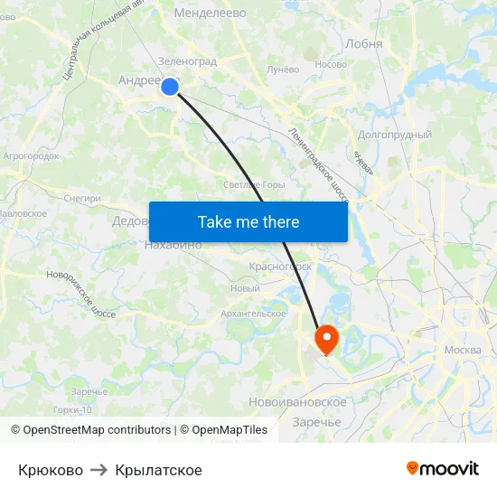 Крюково to Крылатское map