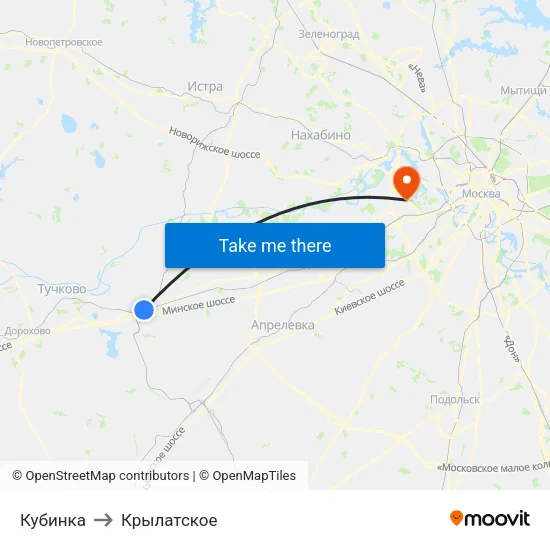 Кубинка to Крылатское map
