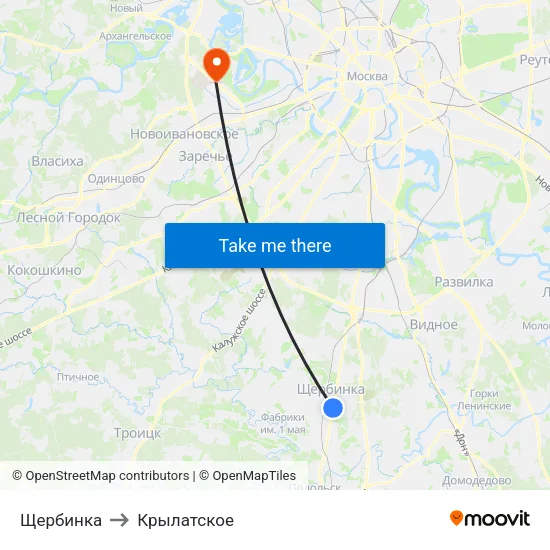 Щербинка to Крылатское map
