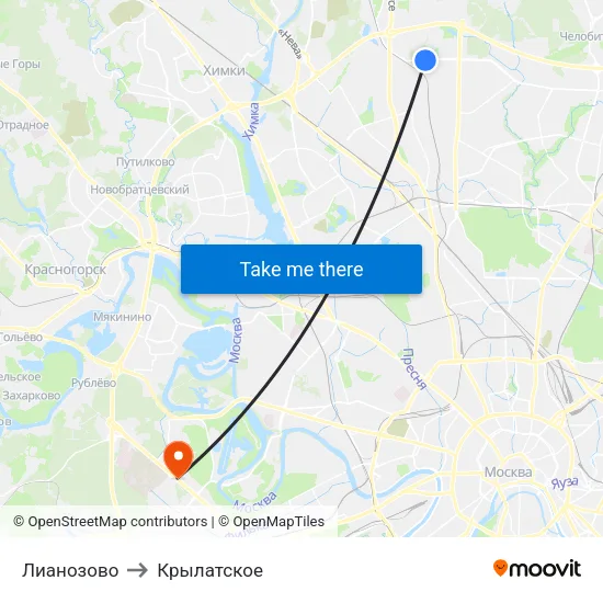 Лианозово to Крылатское map