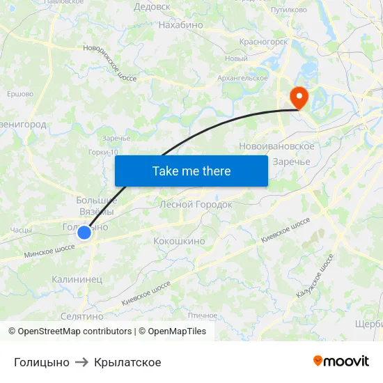 Голицыно to Крылатское map