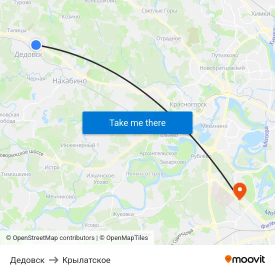 Дедовск to Крылатское map