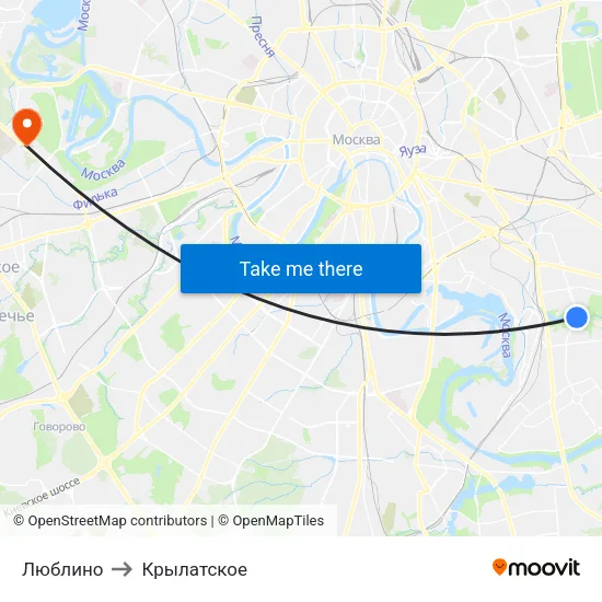 Люблино to Крылатское map